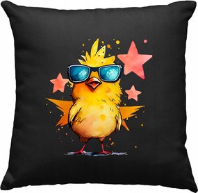 Cool Csirke párna csillagokkal, fekete