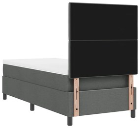 rugós ágy matraccal és LED világítással, sötétszürke, 90x200 cm szövet