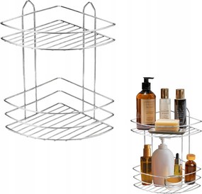 Fürdőszobai Polc Ezüst Sarok Fém 2 Szintes Non-invazív Strapabíró