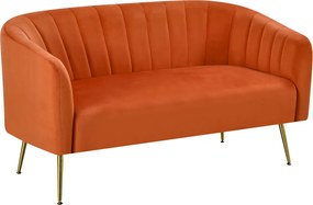 Design kétszemélyes kanapé, terrakotta Velvet szövet/gold króm-arany, BAGY