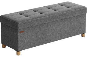 SONGMICS tárolós ülőke, összecsukható pad lábakkal, 38 × 110 × 40 cm, szürke színben