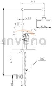 Invena Esla, zuhanyoszlop termosztatikus csapteleppel, króm, INV-AU-94-D01-C