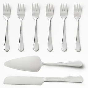 Fehér-ezüstszínű rozsdamentes acél desszertes villa szett The Essentials Cake Tools – Printworks