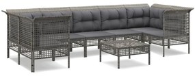 8 részes szürke polyrattan kerti ülőgarnitúra párnákkal