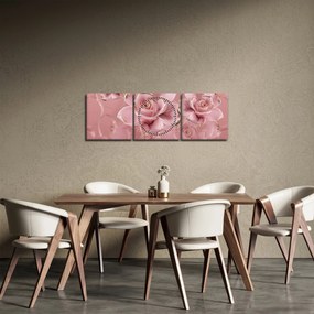 Kép - Virágos dekoráció (órával) (90x30 cm)