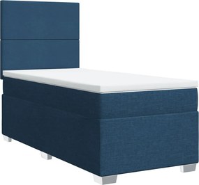vidaXL kék szövet rugós ágy matraccal 80 x 200 cm