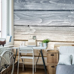 Fotótapéta - Kék és sárga fa táblák (152,5x104 cm)