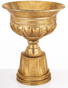 Antique design sárgaarany serleg formájú talpas fém váza 46x37x37cm