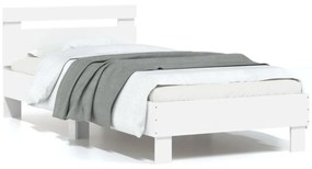 fehér ágykeret fejtámlával és LED-világítással 75 x 190 cm