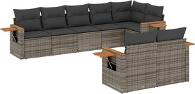 vidaXL 8 részes szürke polyrattan kerti ülőgarnitúra párnákkal