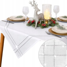 Karácsonyi Fehér Abrosz négyzet alakú ezüst 85x85 Karácsony