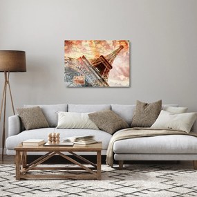 Kép - Eiffel-torony vintage stílusban (üvegen) (70x50 cm)