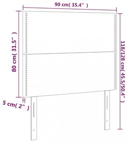 sötétszürke szövet LED-es fejtámla 90x5x118/128 cm