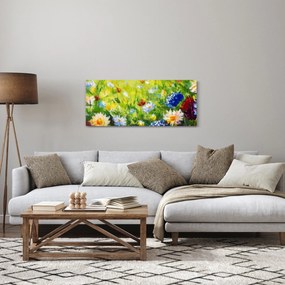 Virágzó rét képe, olajfestmény (120x50 cm)
