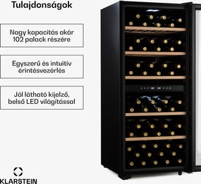 Klarstein Barossa 102D, borhűtő, 2 zóna, 102 palack, LED érintőképernyő, fekete