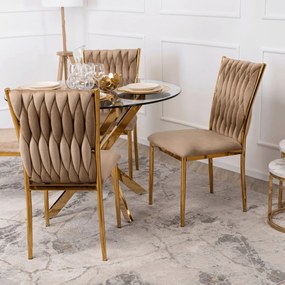 Fonott bársony szék bézs színben, DAN