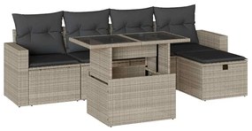 vidaXL 6 részes világosszürke polyrattan kerti ülőgarnitúra párnákkal