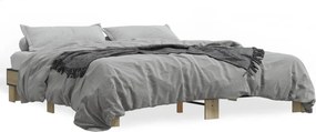 vidaXL sonoma tölgyszínű szerelt fa és fém ágykeret 200 x 200 cm