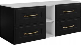 Fürdőszoba szekrény Mosdó Alá 140 fekete fehér divatos Stílusos Mdf asztallap