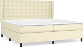 vidaXL krémszínű műbőr rugós ágy matraccal 200 x 200 cm