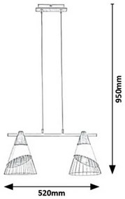 Rabalux 5666 - Csillár zsinóron ISAAC 2xE27/60W/230V