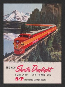 Festmény reprodukció The New Shasta Daylight Train (Vintage Transport), (30 x 40 cm)