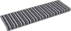 vidaXL Öntapadós lépcsőszőnyegek Csíkos 15 pcs Szürke 65 x 21 x 4 cm