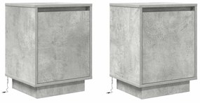 2 db betonszürke éjjeliszekrény LED-fényekkel 38x34x50 cm