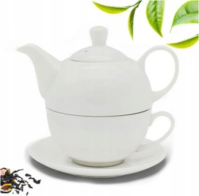 450ML-ES 3AZ1BEN Kancsó Csészével Fehér Teáskanna Szett