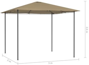 Tópszínű pavilon 3 x 3 x 2,6 m 160 g/m²