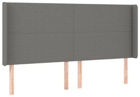 sötétszürke szövet LED-es fejtámla 203x16x118/128 cm