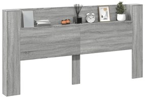 szürke sonoma színű áthidalószekrény LED-ekkel 200x16,5x103,5cm