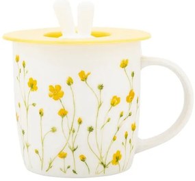Altom Marigolds porcelán bögre szilikon fedéllel,360 ml