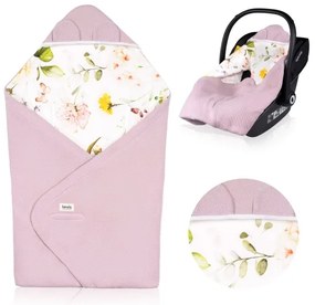 Lionelo - pólya autósüléshez TRAVEL SWADDLE 90x90 cm rózsaszín virágminta