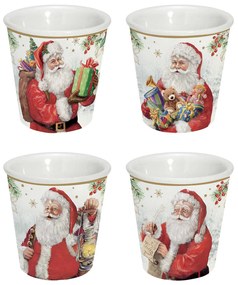 Karácsonyi Télapós porcelán eszpresszó kávés pohár szett Santa is coming