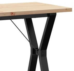 tömör fenyőfa és öntöttvas étkezőasztal Y-vázzal 80x50x75,5 cm