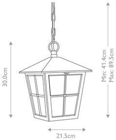 Elstead - Kültéri csillár láncon CANTERBURY 1xE27/100W/230V IP43 fekete