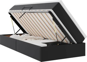 vidaXL Ágy tárolóval és matraccal matracmal Fekete 90 x 190 cm Műbőr