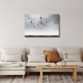 Kép - léggömbök egy téglafal felett (90x60 cm)