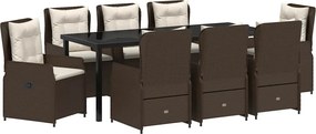 vidaXL Kert étkező szett 9 pcs Barna polirattan