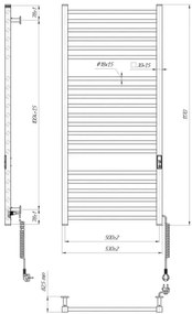Fürdőszobai törölközőszárító radiátor HF DERBY 255W/230V 117x53 cm fekete