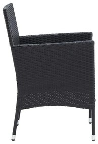 vidaXL 9 részes fekete polyrattan kerti étkezőgarnitúra párnákkal