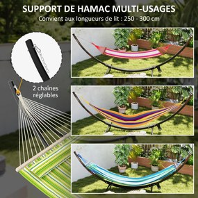 Outsunny Fém Hintaágy Állvány Kerekekkel, Hintaágy Állvány Alap Max Terhelés 150 kg Láncokkal, Horoggal, Kültéri és Beltéri Használatra, 337 x 118 x 1