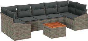 vidaXL Kerti Kanapé Szett tárolóval 8 pcs Szürke polirattan