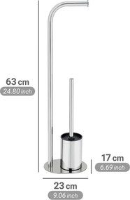 Fényes ezüstszínű rozsdamentes acél WC-papír tartó állvány WC-kefével Levante – Wenko