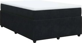 vidaXL fekete bársony rugós ágy matraccal 120x190 cm