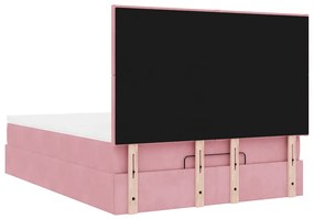 Ottomán ágykeret matracokkal rózsaszín 140x190cm bársony