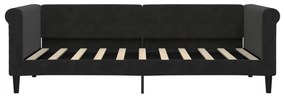 fekete kihúzható bársonyheverő 90 x 190 cm