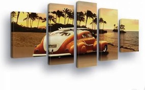 Vászonkép 170x100 Naplemente tengerpart pálmafák szörfözés utazás nyár trópusok