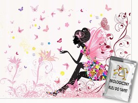 Fotótapéta Lányoknak Tündér Pillangók Virágok Tapéta Gyerekeknek 350x250